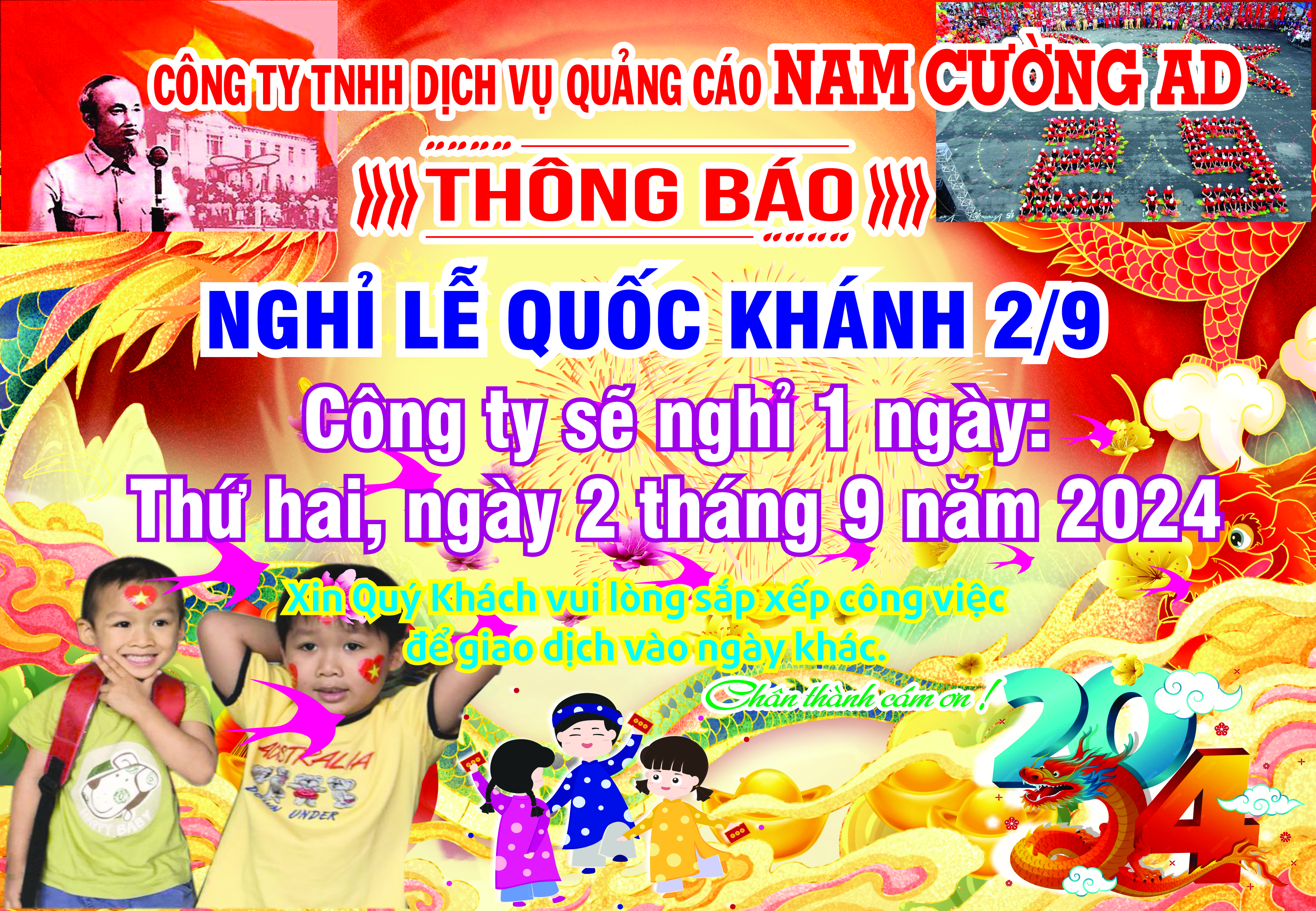 Thông Báo nghỉ lễ 2-9